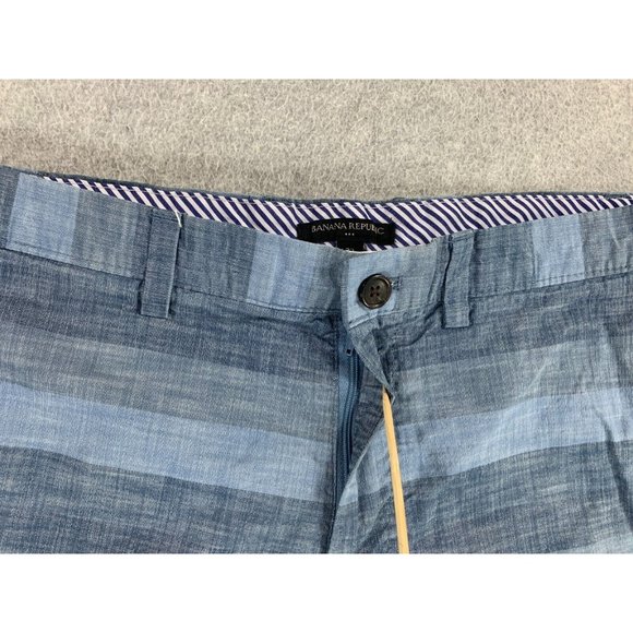Banana Republic 100% Cotton Flat Front Shorts (Men's 32) Blue - Picture 3 of 12